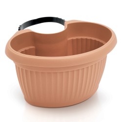 Vaso per Fiori Piante Terra DTRY | Ovale | Decorativo | in Plastica | con Fascia in Gomma 12-27 cm | da Esterno | per Grondaia | Design Classico